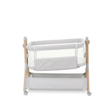 Obaby Cloud Bedside Crib + 2 White Crib Fitted Sheets Bundle - Grey
