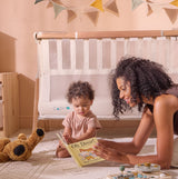 Tutti Bambini CoZee XL Bedside Crib & Cot - Scandinavian Walnut & Ecru