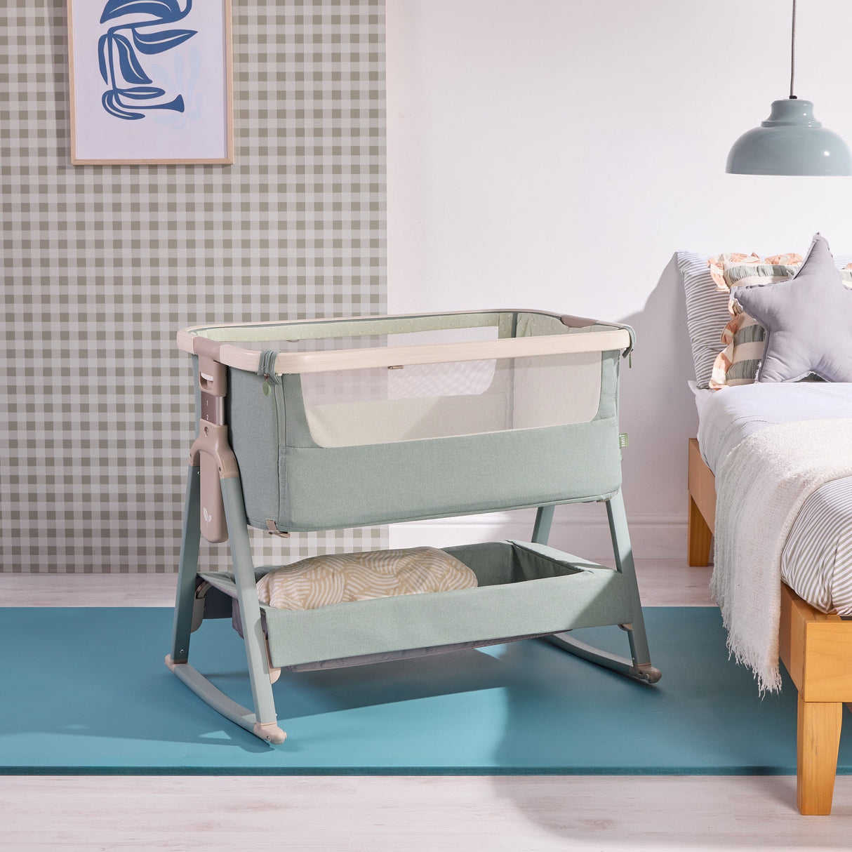 Tutti Bambini CoZee Air 2 Bedside Crib - Whitewash / Kelp