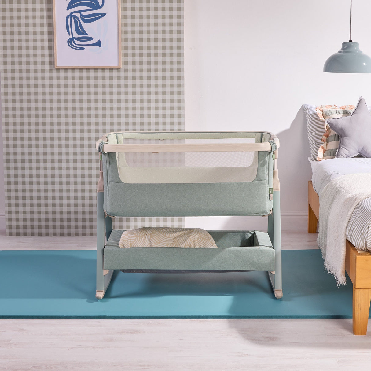 Tutti Bambini CoZee Air 2 Bedside Crib - Whitewash / Kelp