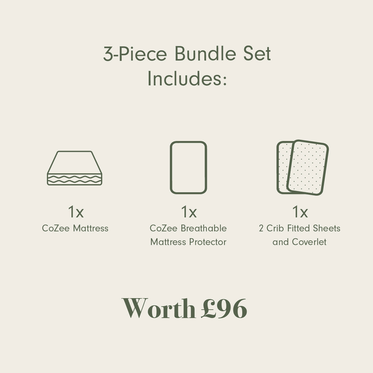 Tutti Bambini CoZee Supreme Mattress & Bedding Bundle - Cocoon