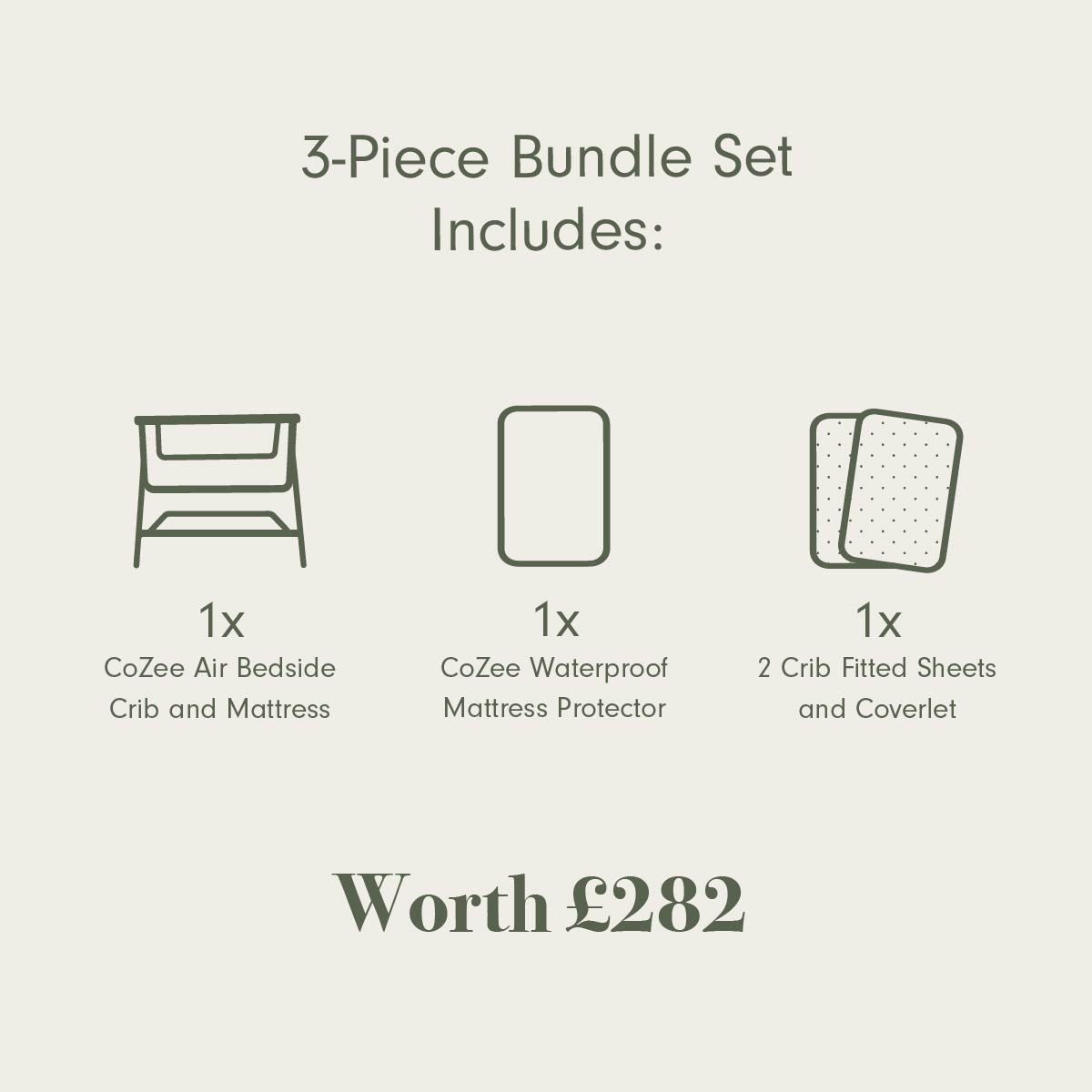 Tutti Bambini CoZee Air Bedside Crib & Bedding Bundle - Cocoon