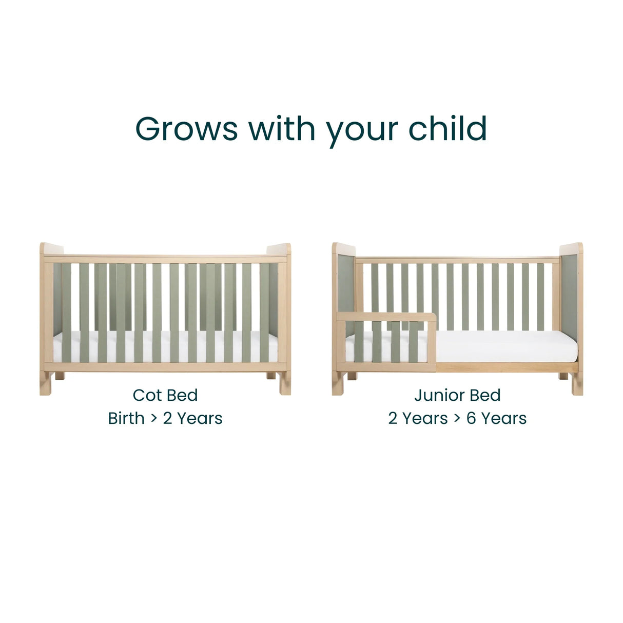 Tutti Bambini Kuba Cot Bed - Golden Oak/Sage Weave