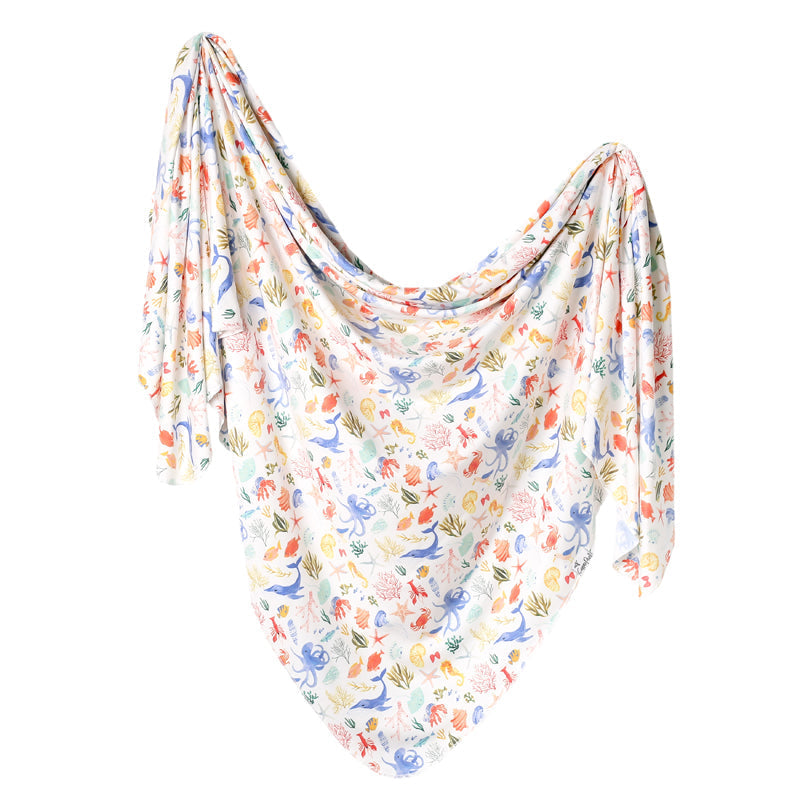 Copper Pearl Knitted Swaddle Blanket Nautical