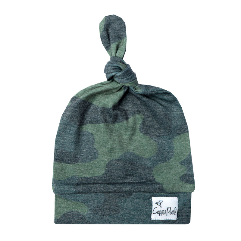 Copper Pearl Top Knot Hat Hunter 0-4m