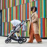 Babymore Memore V2 Travel System + Pecan Car Seat & Base - Silver