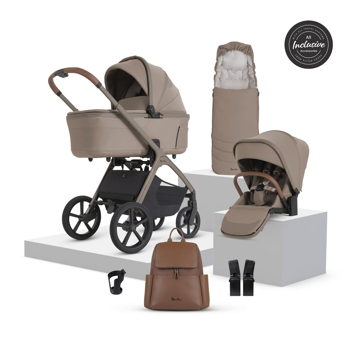 Silver Cross Cove 2 Ultimate Cybex Cloud T Car Seat Bundle - Champagne