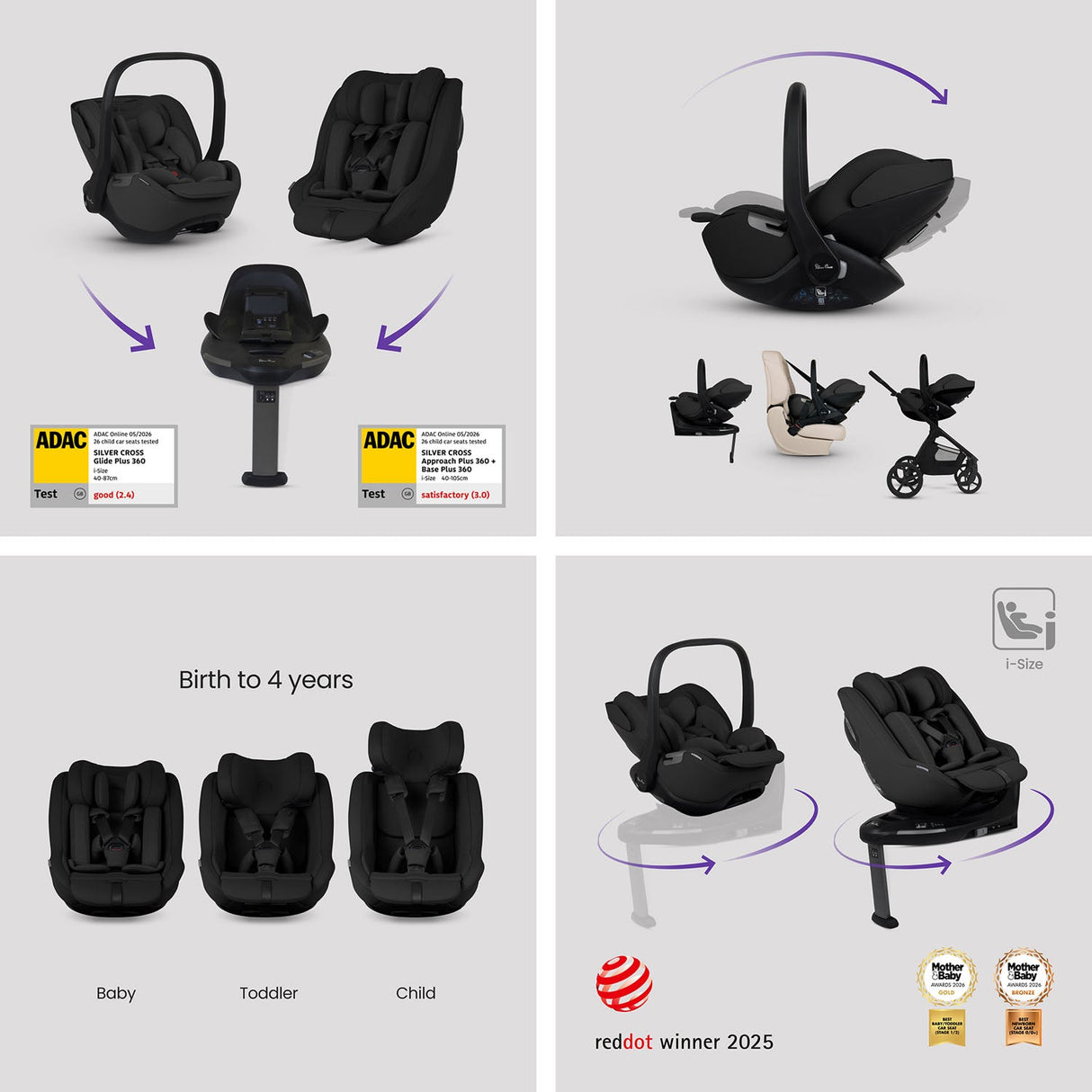 Silver Cross Cove 2 Ultimate 360 Family Car Seat Bundle - Maple