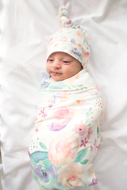 Copper Pearl Knitted Swaddle Blanket Bloom