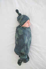 Copper Pearl Knitted Swaddle Blanket Hunter