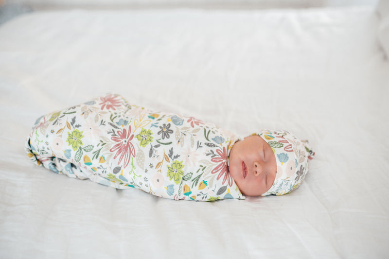 Copper Pearl Knitted Swaddle Blanket Olive
