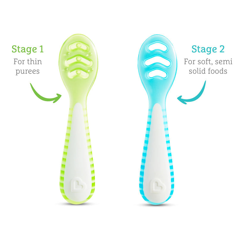 Munchkin Gentle Dip Multistage First Spoons Blue Green 3Pk