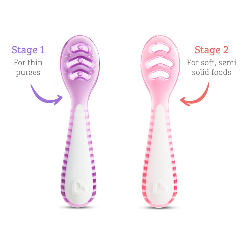 Munchkin Gentle Dip Multistage First Spoons Pink Purple 3Pk