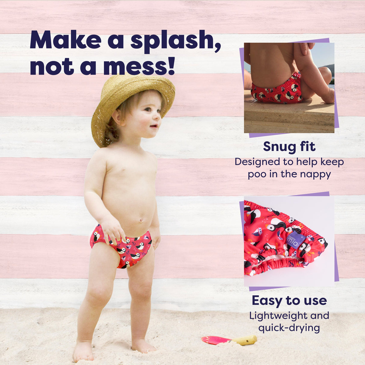 Reusable Swim Nappy in Puffin Parade