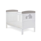 Obaby Grace Inspire Cot Bed & Underdrawer -  Me & Mini Me Elephants - Grey