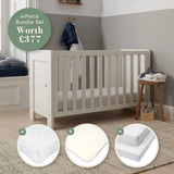 Tutti Bambini Essentials Alba Mini Cot Bed, Mattress & Bedding Bundle - White