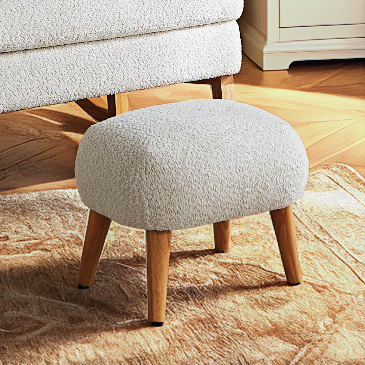 CuddleCo Etta Foot Stool - Boucle Off White