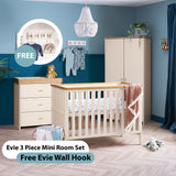 Obaby Evie Mini 3 Piece Room Set - Cashmere - with Free Evie Wall Hook