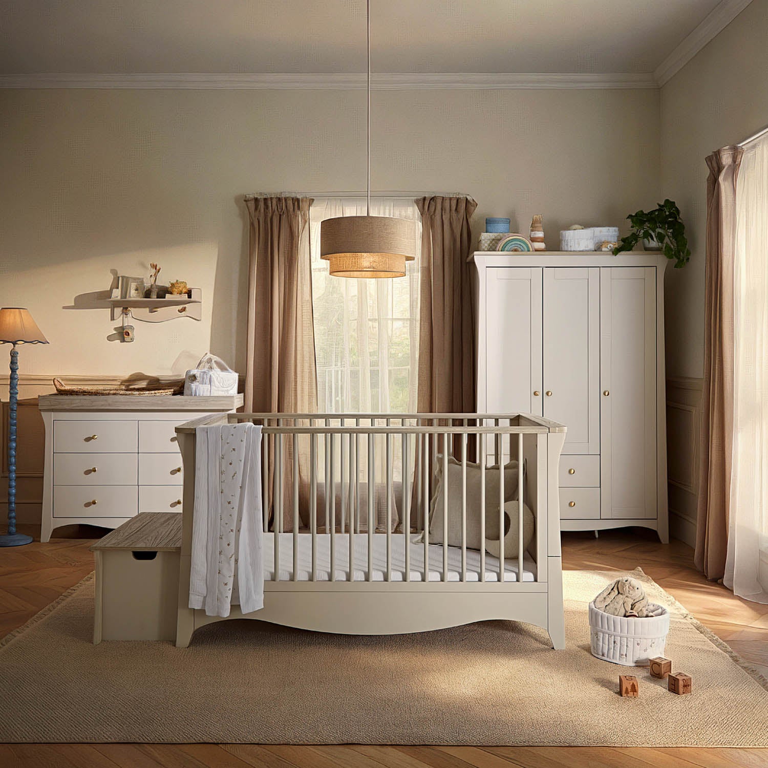 CuddleCo Clara Luxe 3 Piece Nursery Furniture Set (Cot Bed, Dresser ...