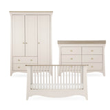 CuddleCo Clara Luxe 3 Piece Nursery Furniture Set (Cot Bed, Dresser & Wardrobe) - Cashmere & Ash