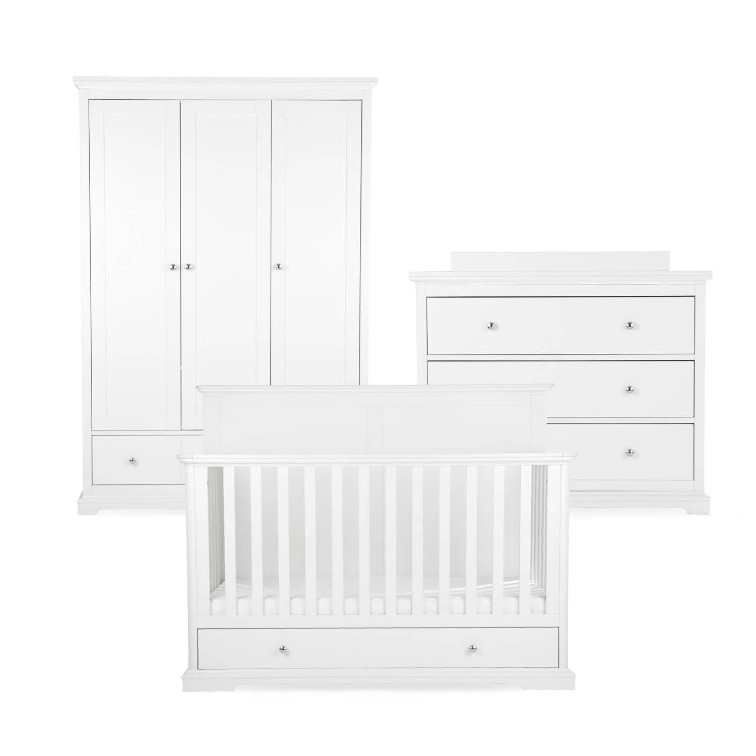 CuddleCo Beaumont Grand 3 Piece Nursery Furniture Set - White