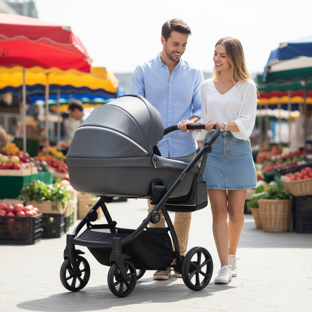 Noordi Fjordi V2 Leather - 2in1 Pushchair with ThermoCot™ Carrycot- Shadow Grey