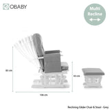 Obaby Reclining Glider Chair & Stool - Grey