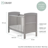 Obaby Grace Mini Cot Bed - Warm Grey