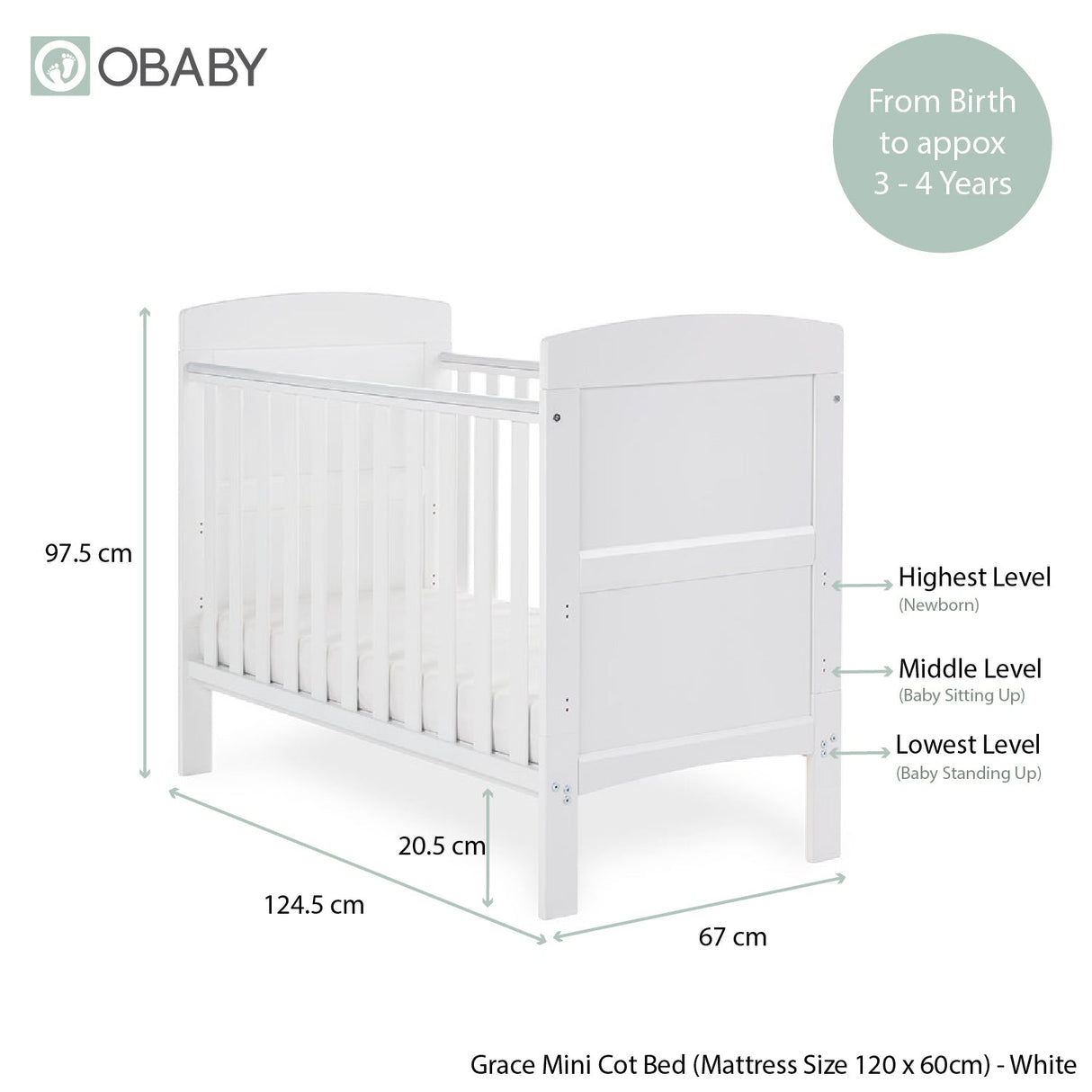 Obaby Gracie Mini 3 Piece Room Set - White