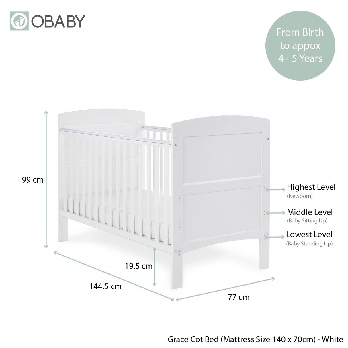 Obaby Gracie Mini 2 Piece Room Set - White