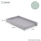 Obaby Grace Cot Bed, Cot Top Changer + Fibre Mattress - Warm Grey