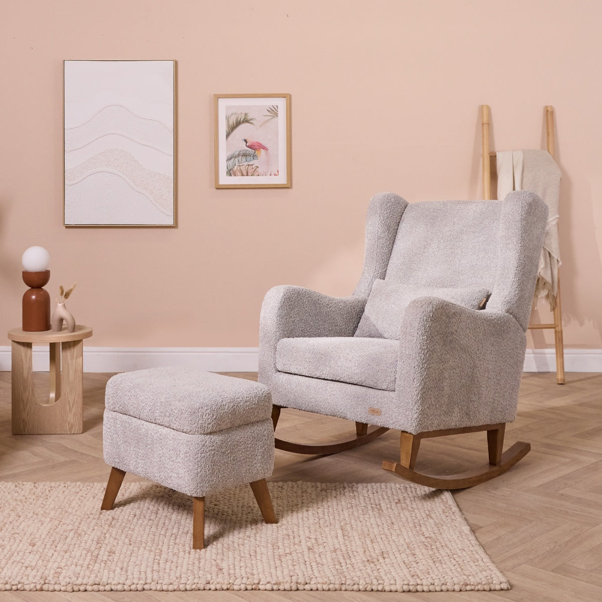 Tutti Bambini Harper Wingback Rocking Chair & Footstool - Grey
