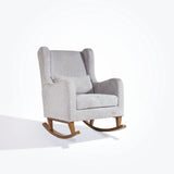 Tutti Bambini Harper Wingback Rocking Chair & Footstool - Teddy Cloud Grey