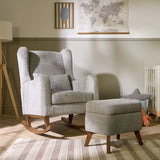 Tutti Bambini Harper Wingback Rocking Chair & Footstool - Teddy Cloud Grey