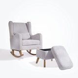 Tutti Bambini Harper Wingback Rocking Chair & Footstool - Teddy Cloud Grey