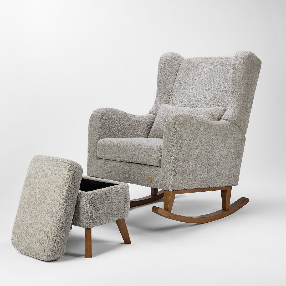 Tutti Bambini Harper Wingback Rocking Chair & Footstool - Grey