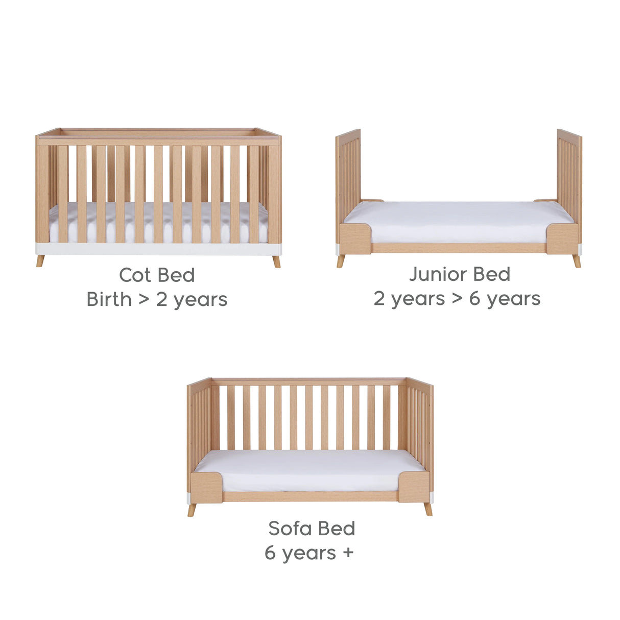 Tutti Bambini Hygge Cot Bed - White/Light Oak