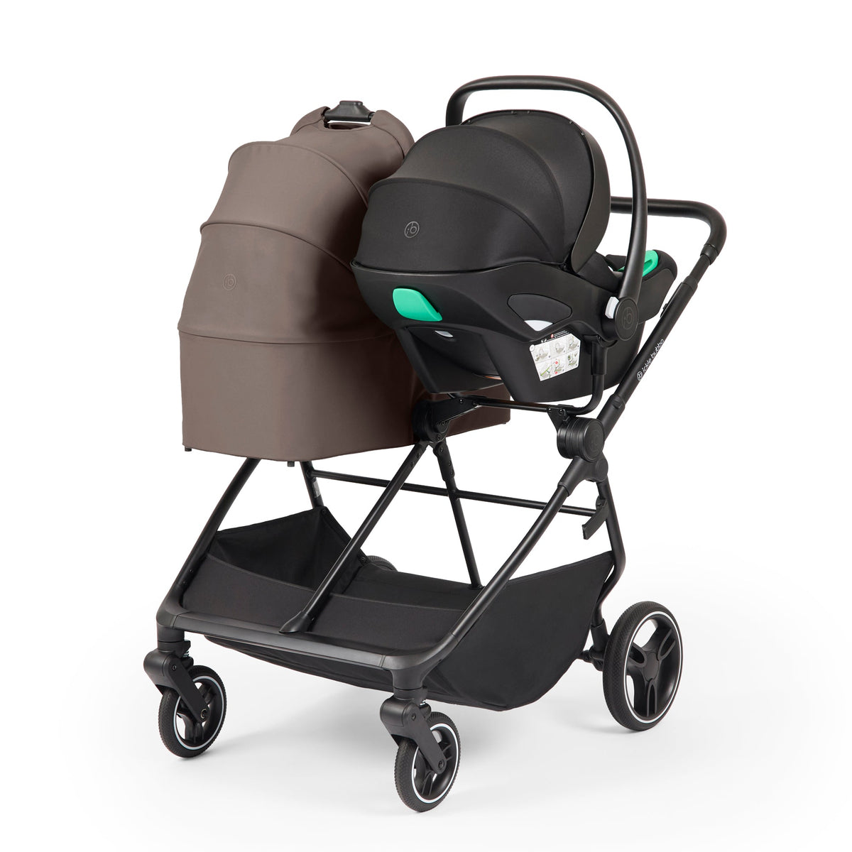 Ickle Bubba Altair Twin 17 Piece Travel System with i-Size Nimbus 180° Spin Car Seats & ISOFIX Bases - Mink