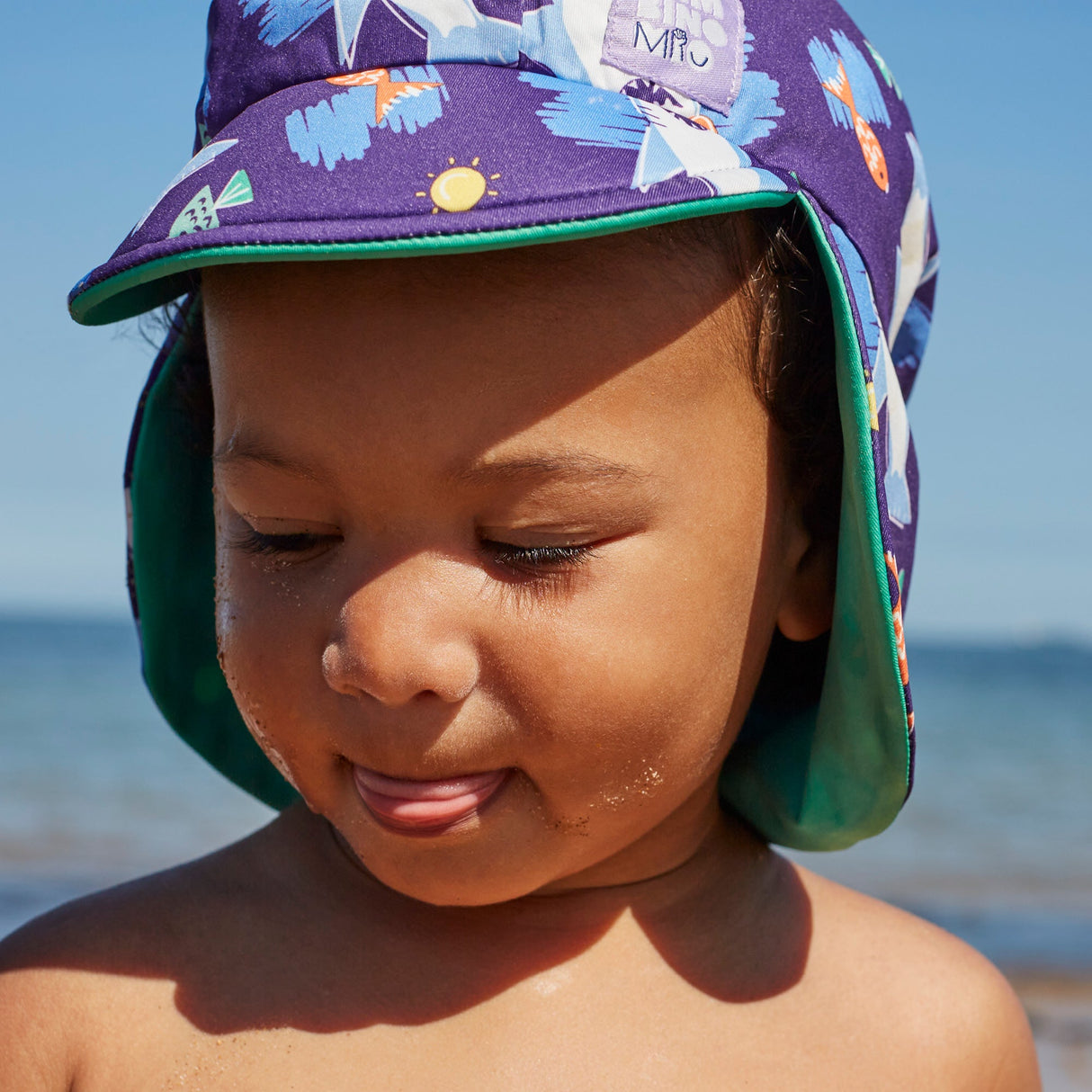 UPF 40+ Reversible Swim Hat for Babies in Sand Squad