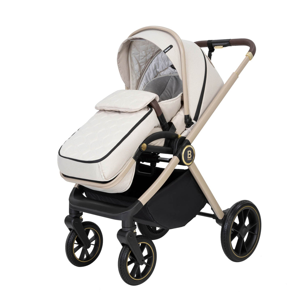 Babymore Kai Travel System + Pecan Car Seat & Base - Sandstone