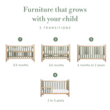Tutti Bambini Kuba Cot Bed - Pickled Oak / Sage Weave