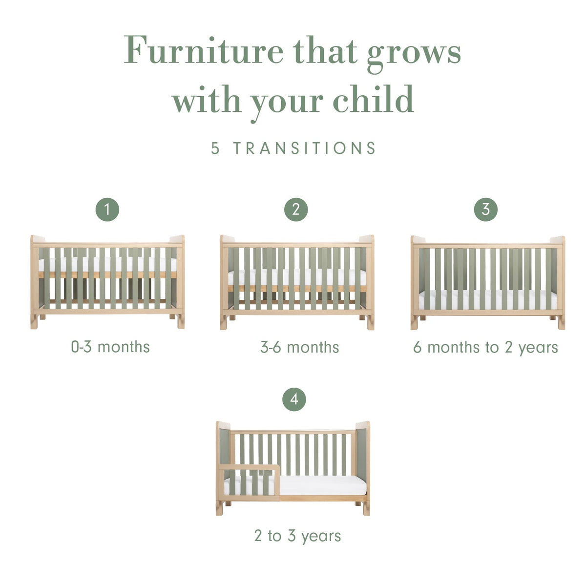 Tutti Bambini Kuba Cot Bed - Pickled Oak / Sage Weave