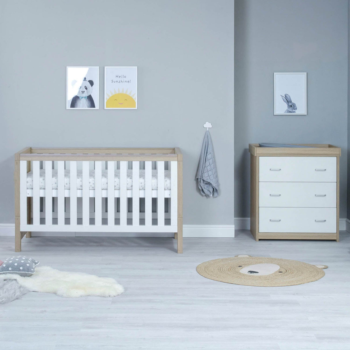 Babymore Luno 2 Piece Room Set  - Oak White