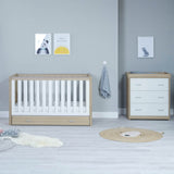 Babymore Luno 2 Piece Room Set with Drawer - Oak White