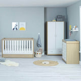 Babymore Luno 3 Piece Room Set with Drawer - Oak White