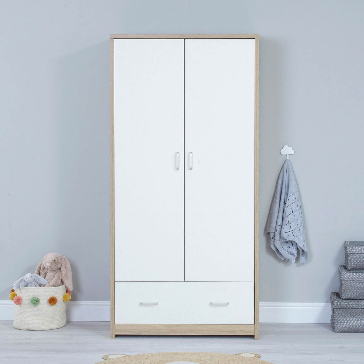 Babymore Luno Veni Wardrobe - White Oak