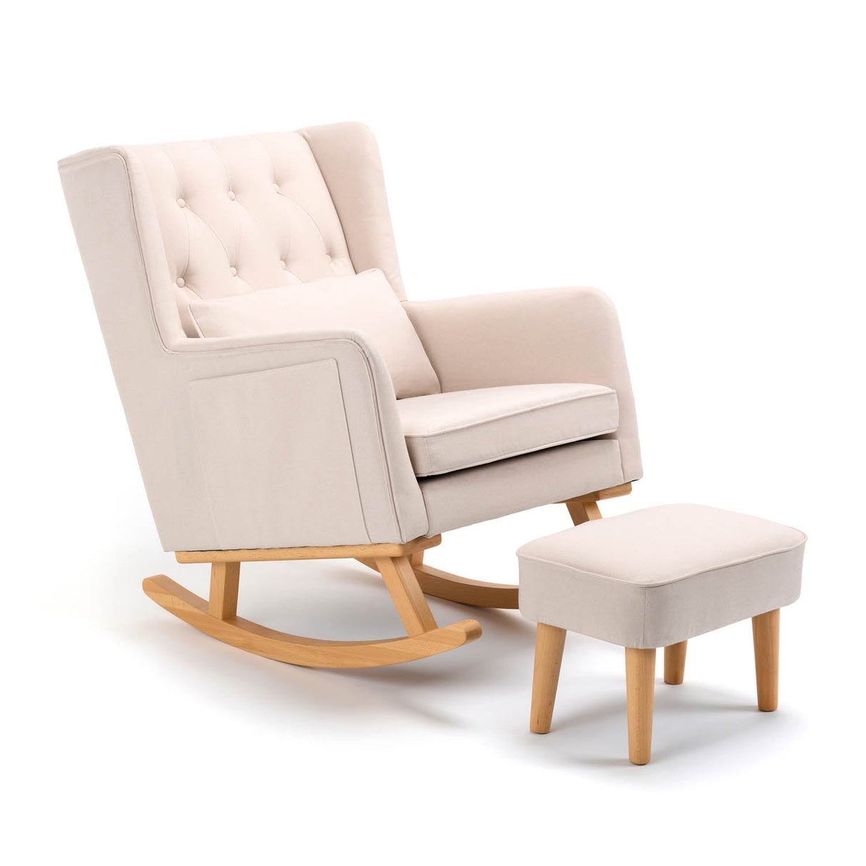Babymore Lux Convertible Rocking Chair with Stool - Cream