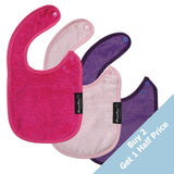 3 PACK - Mum 2 Mum Infant Wonder Bibs - Cerise / Baby Pink / Purple