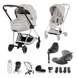 Cybex Mios Fold Cot Ultimate Travel System Bundle - Style City Grey & Chrome Brown Frame