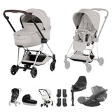 Cybex Mios Fold Cot Travel System Bundle - Style City Grey & Chrome Brown Frame